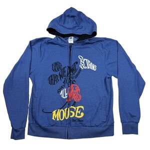 Mens Disney Store Mickey Mouse One Thing Zip Up Jacket Fleece Blue Size Medium